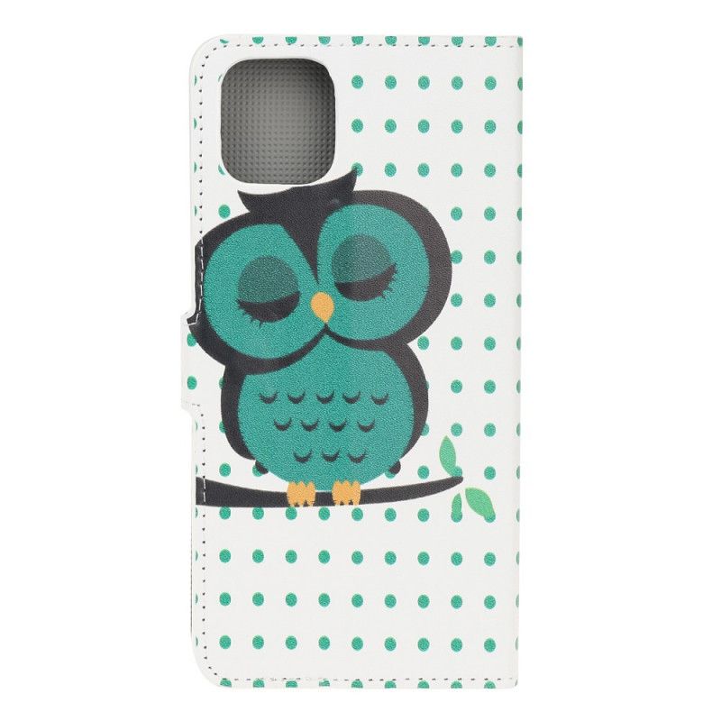 Leren Hoesje voor iPhone 12 Mini Slapende Uil