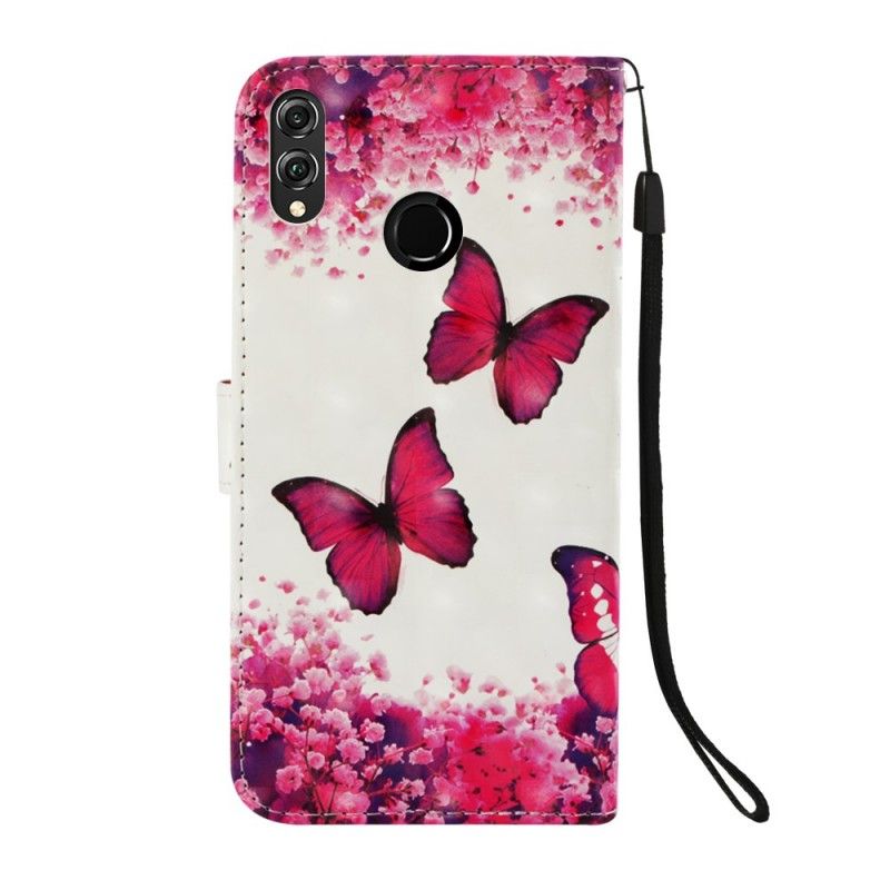 Bescherming Hoesje Honor 8X Telefoonhoesje 3D Rode Vlinders