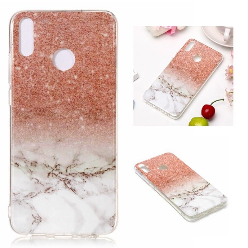 Hoesje Honor 8X Wit Zwart Marmeren Glitter