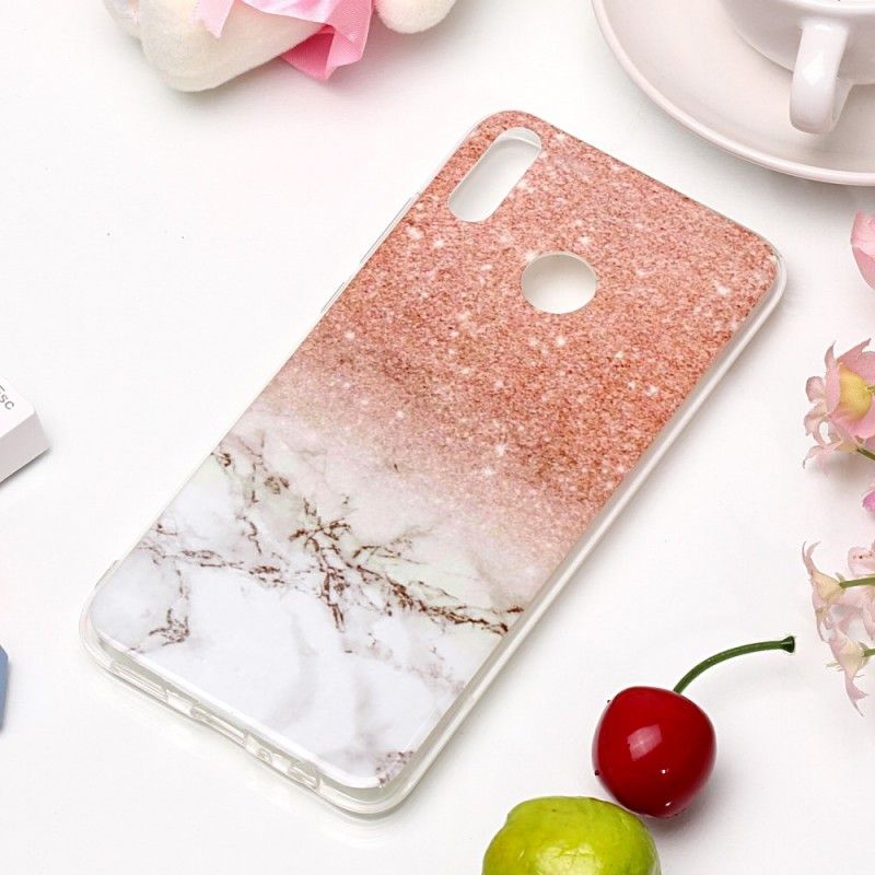 Hoesje Honor 8X Wit Zwart Marmeren Glitter