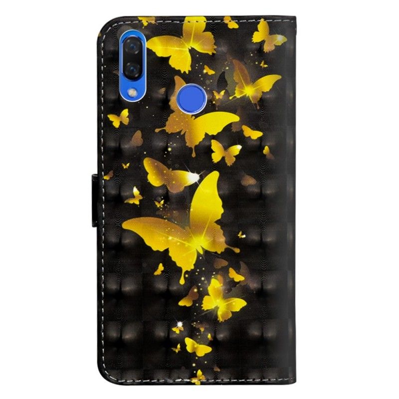 Leren Hoesje Honor 8X Gele Vlinders