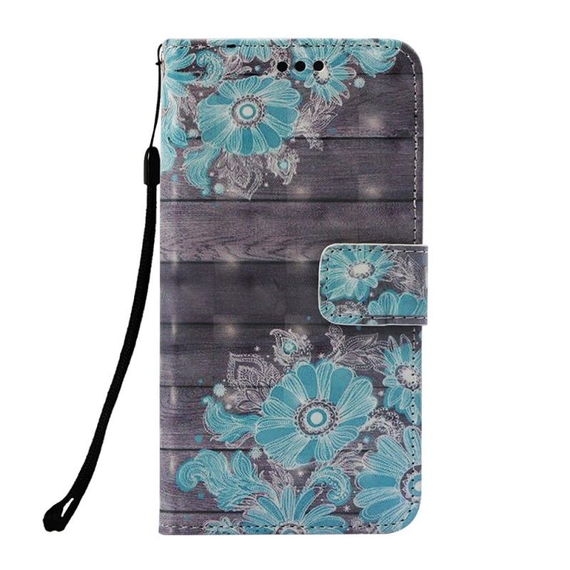 Leren Hoesje Honor 8X Telefoonhoesje Blauwe Bloemen