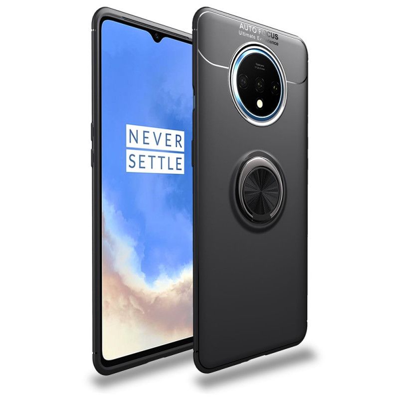 Case Hoesje OnePlus 7T Rood Zwart Telefoonhoesje Roterende Ring