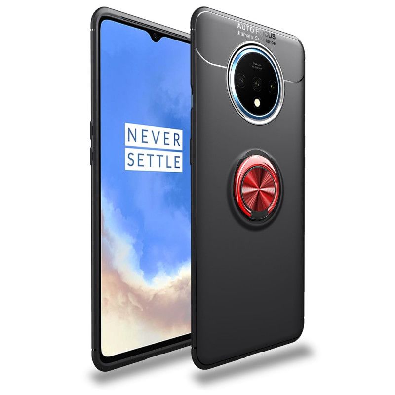 Case Hoesje OnePlus 7T Rood Zwart Telefoonhoesje Roterende Ring