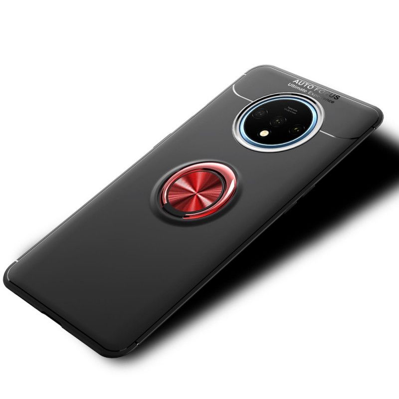 Case Hoesje OnePlus 7T Rood Zwart Telefoonhoesje Roterende Ring