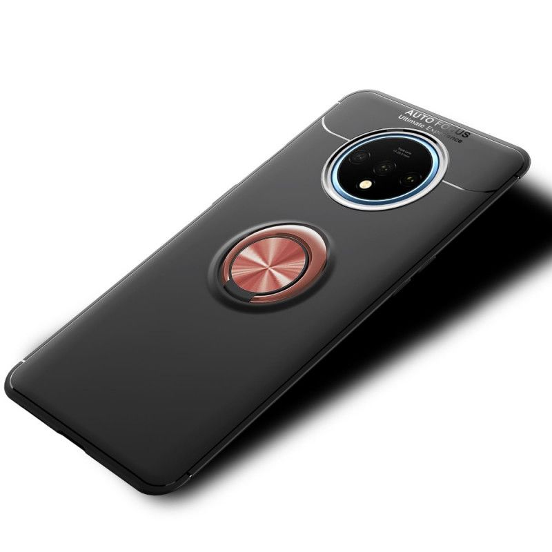 Case Hoesje OnePlus 7T Rood Zwart Telefoonhoesje Roterende Ring