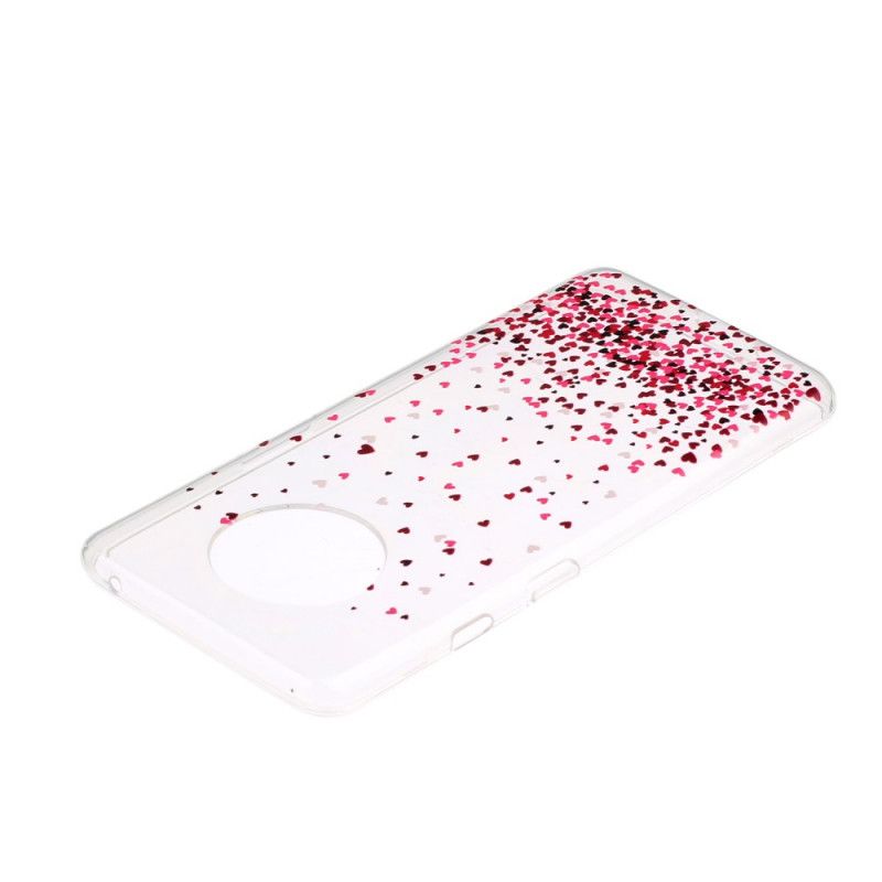 Case Hoesje OnePlus 7T Telefoonhoesje Transparant Meerdere Rode Harten