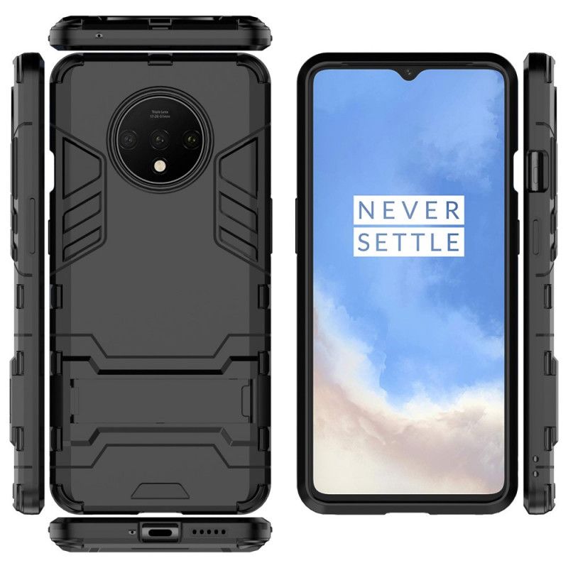 Cover Hoesje OnePlus 7T Rood Zwart Telefoonhoesje Ultrabestendig Met Ondersteuning