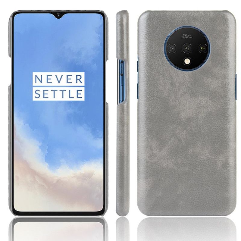 Hoesje OnePlus 7T Grijs Zwart Prestatie Lychee Leereffect