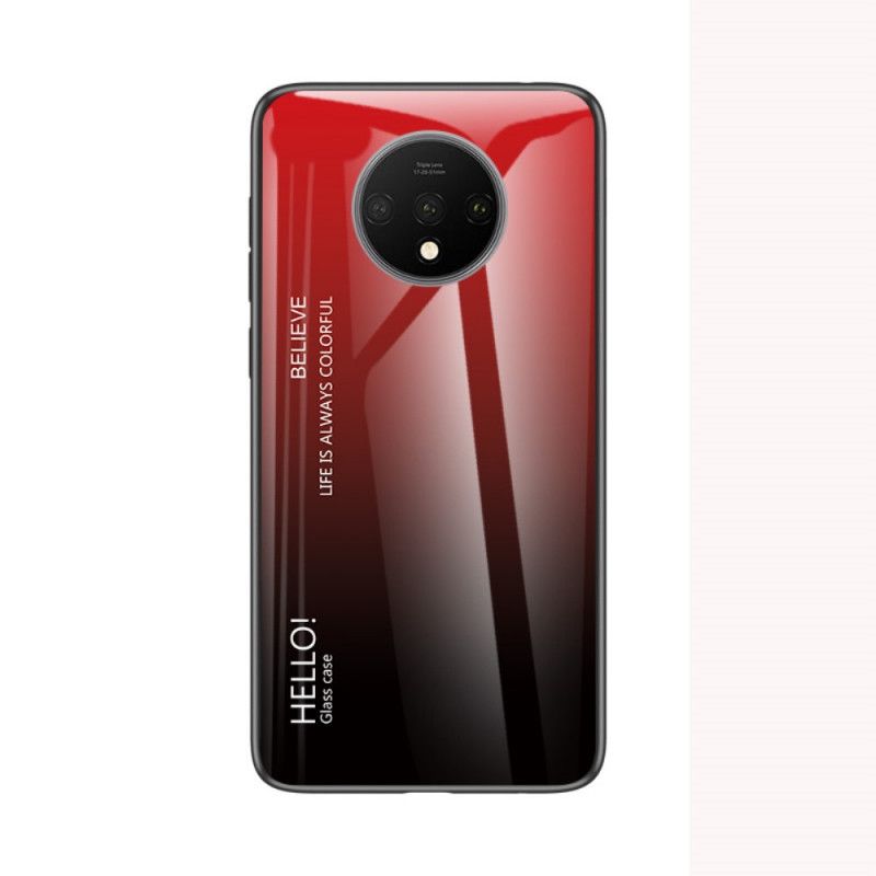 Hoesje OnePlus 7T Rood Wit Hallo Gehard Glas