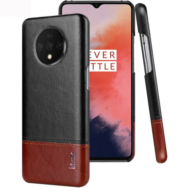 Hoesje voor OnePlus 7T Rood Zwart Imak Ruiyi Serie Leereffect