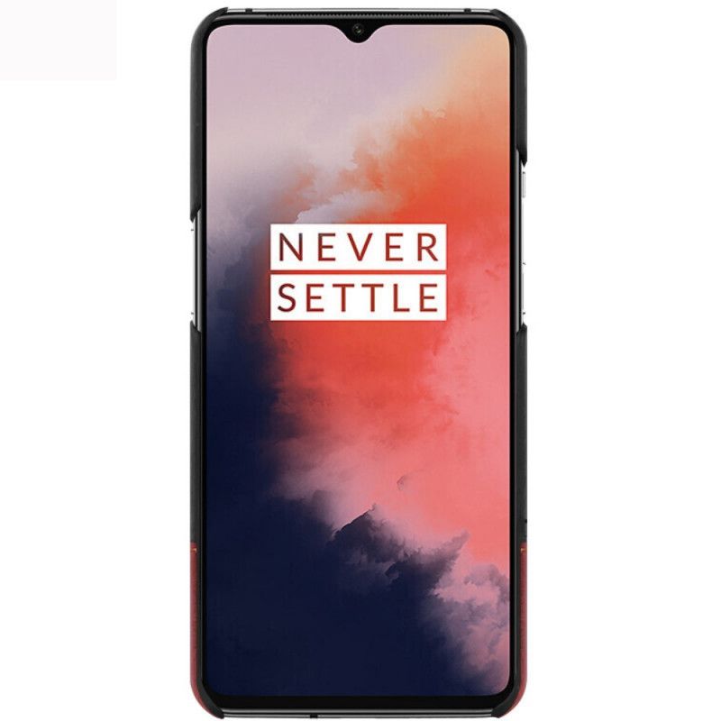 Hoesje voor OnePlus 7T Rood Zwart Imak Ruiyi Serie Leereffect