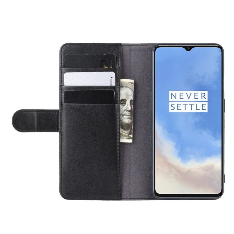 Leren Hoesje OnePlus 7T Bruin Zwart Echt Leer