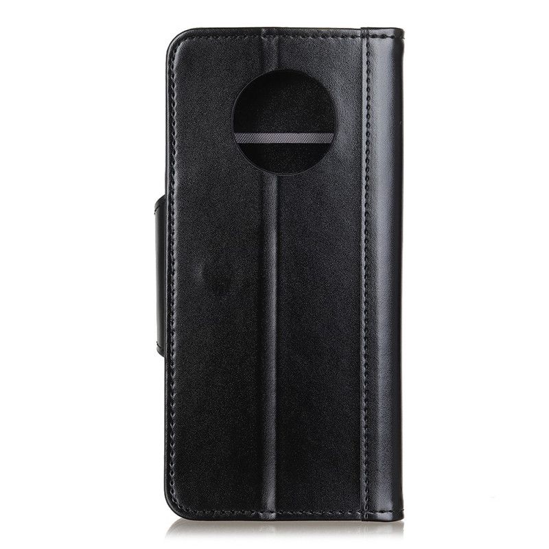 Leren Hoesje OnePlus 7T Donkerblauw Zwart Telefoonhoesje Elegante Sluiting Van Imitatieleer