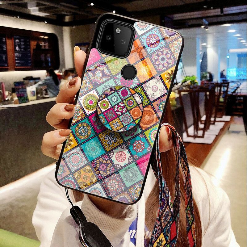 Hoesje Google Pixel 5a 5g Magnetische Patchwork Houder Bescherming Hoesje