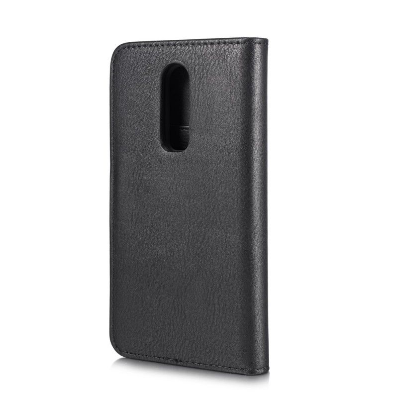 Flip Case Leren OnePlus 6 Grijs Zwart Afneembaar