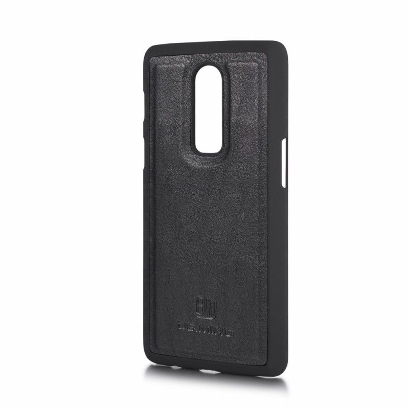 Flip Case Leren OnePlus 6 Grijs Zwart Afneembaar