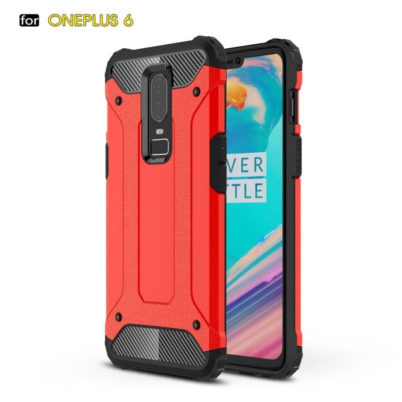 Hoesje voor OnePlus 6 Rood Zwart Overlevende