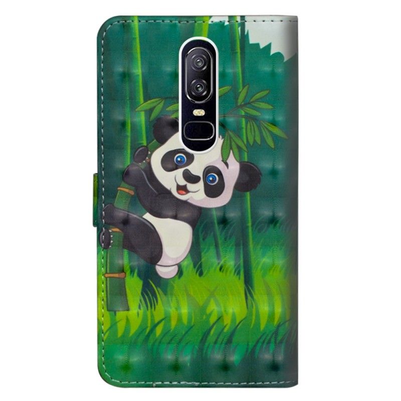 Leren Hoesje OnePlus 6 Panda In De Jungle