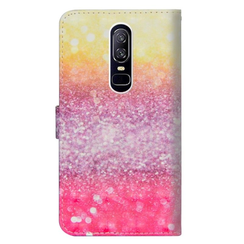 Leren Hoesje OnePlus 6 Verloop Magenta Glitter