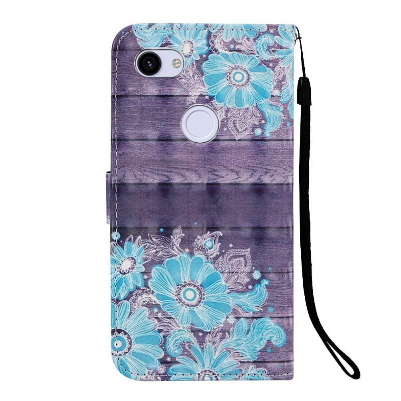 Bescherming Hoesje Google Pixel 3A XL Telefoonhoesje Blauwe Bloemen