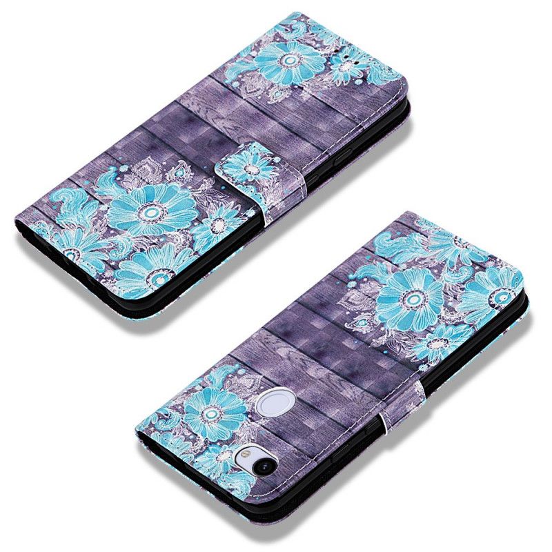 Bescherming Hoesje Google Pixel 3A XL Telefoonhoesje Blauwe Bloemen