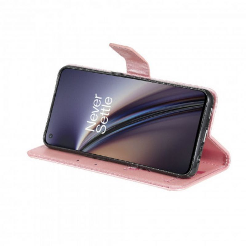 Flip Case Leren Oneplus Nord Ce 5g Boom En String Kat