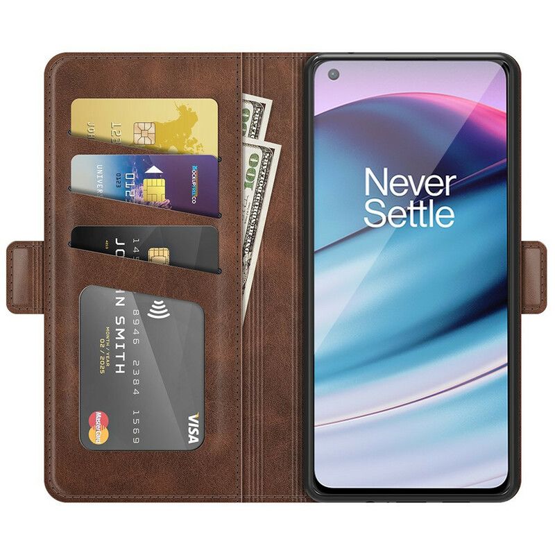 Flip Case Leren Oneplus Nord Ce 5g Klassieke Dubbele Klep