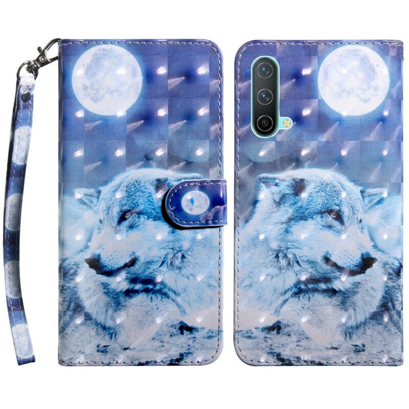 Flip Case Leren Oneplus Nord Ce 5g Maanlicht Wolf