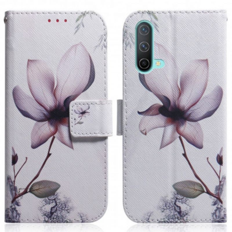 Flip Case Leren Oneplus Nord Ce 5g Oudroze Bloem