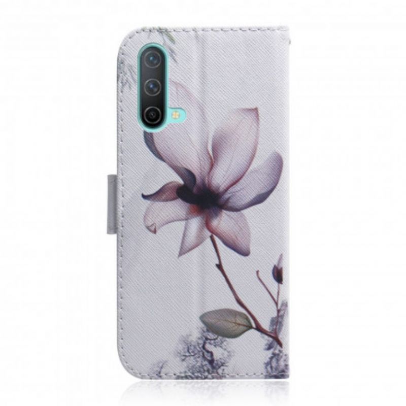 Flip Case Leren Oneplus Nord Ce 5g Oudroze Bloem