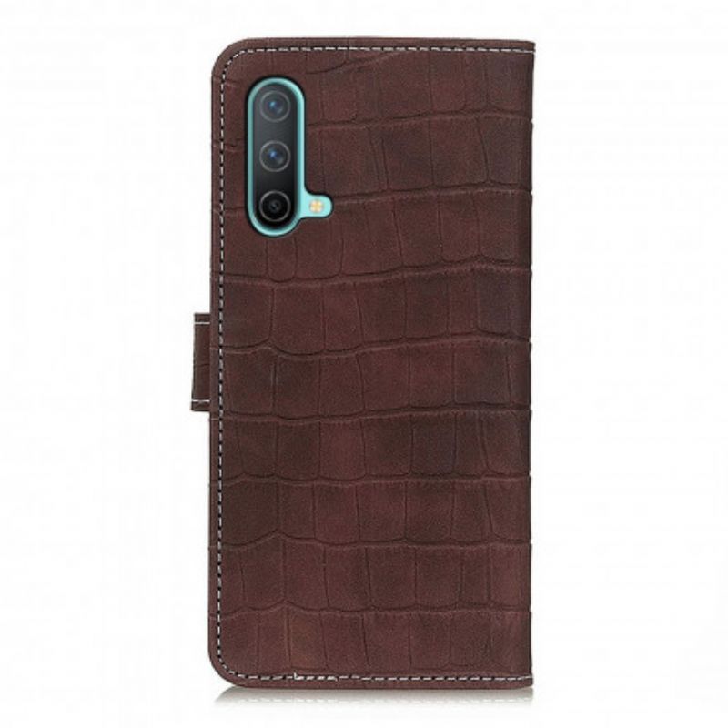 Flip Case Leren Oneplus Nord Ce 5g Vintage Krokodillenleerstijl