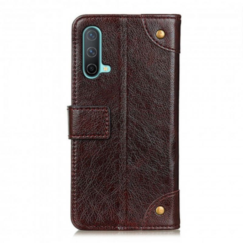 Folio-hoesje Oneplus Nord Ce 5g Stijl Nappaleren Vintage Klinknagels