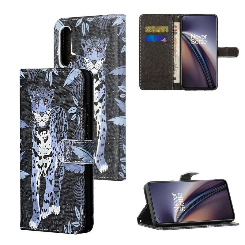 Folio-hoesje Oneplus Nord Ce 5g Telefoonhoesje Leopard Strappy