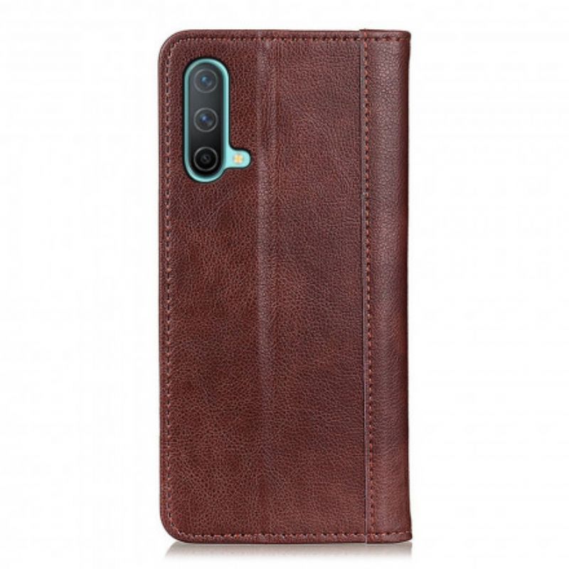 Folio-hoesje Voor Oneplus Nord Ce 5g Elegantie Split Litchi Leer