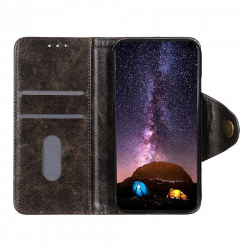 Leren Hoesje Oneplus Nord Ce 5g Kunstleer Knoop Vintage Bescherming Hoesje