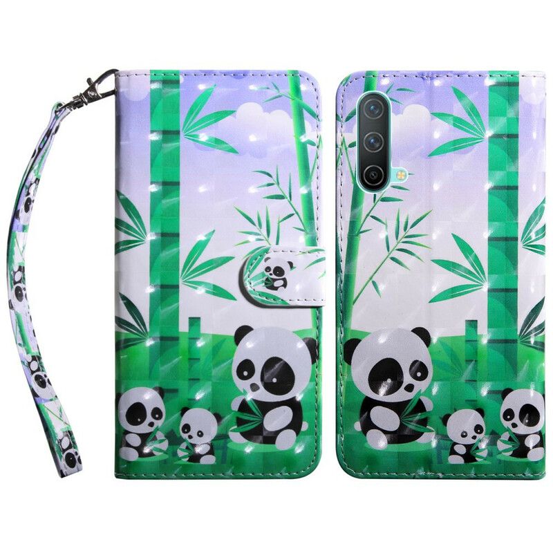 Leren Hoesje Oneplus Nord Ce 5g Panda-familie Bescherming Hoesje