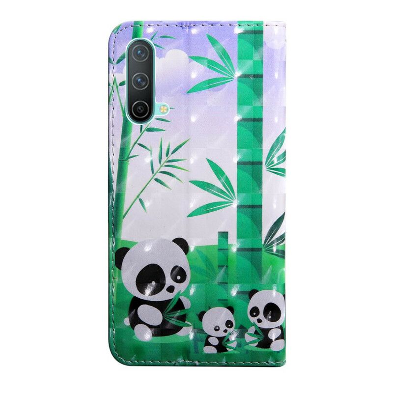 Leren Hoesje Oneplus Nord Ce 5g Panda-familie Bescherming Hoesje