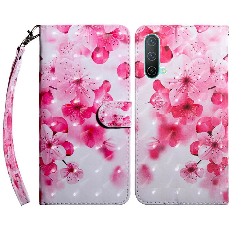 Leren Hoesje Oneplus Nord Ce 5g Roze Bloemen Bescherming Hoesje