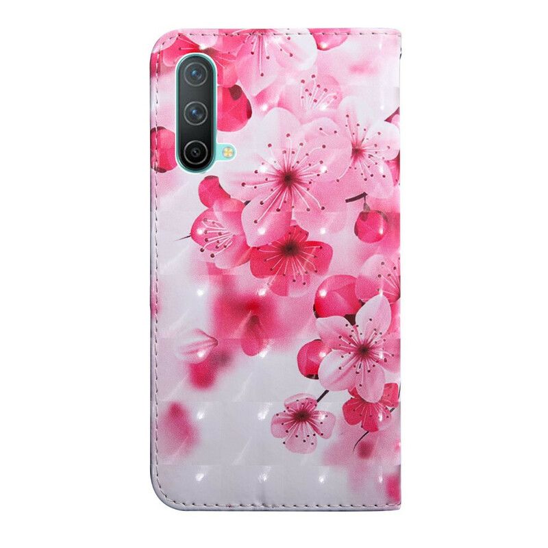 Leren Hoesje Oneplus Nord Ce 5g Roze Bloemen Bescherming Hoesje