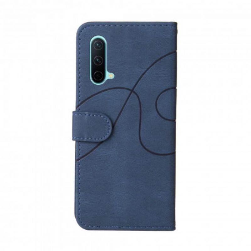 Leren Hoesje Oneplus Nord Ce 5g Signature Tweekleurig Kunstleer Bescherming Hoesje