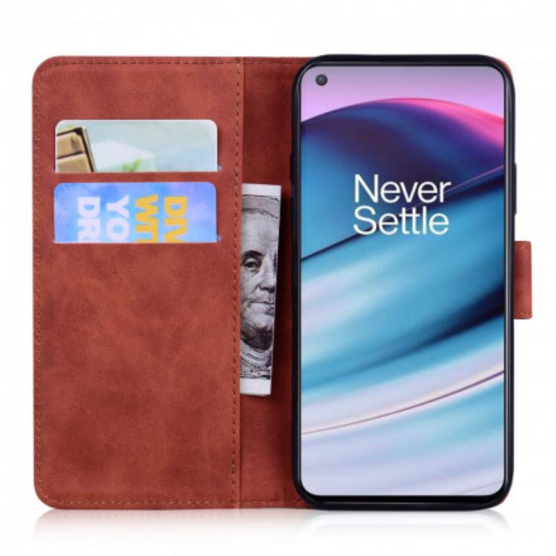 Leren Hoesje Voor Oneplus Nord Ce 5g Monochroom Leereffect