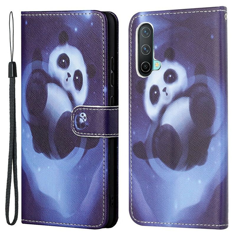 Leren Hoesje Voor Oneplus Nord Ce 5g Panda Space Strappy