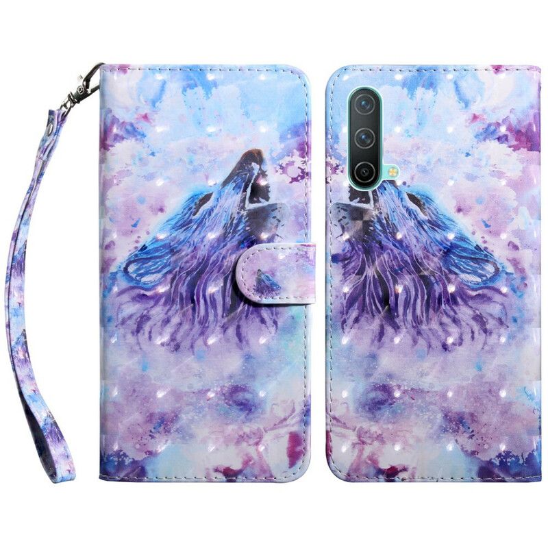 Leren Hoesje Voor Oneplus Nord Ce 5g Wolf Aquarel