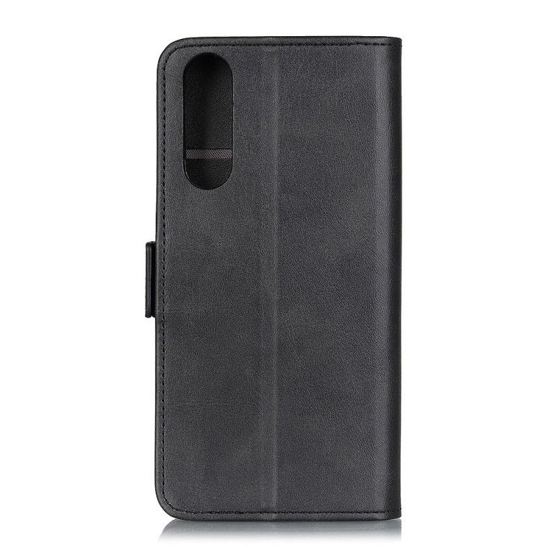 Flip Case Leren Sony Xperia 5 II Rood Zwart Dubbele Klep