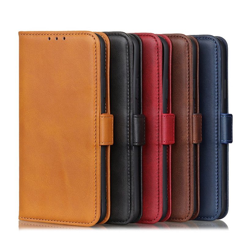 Flip Case Leren Sony Xperia 5 II Rood Zwart Dubbele Klep