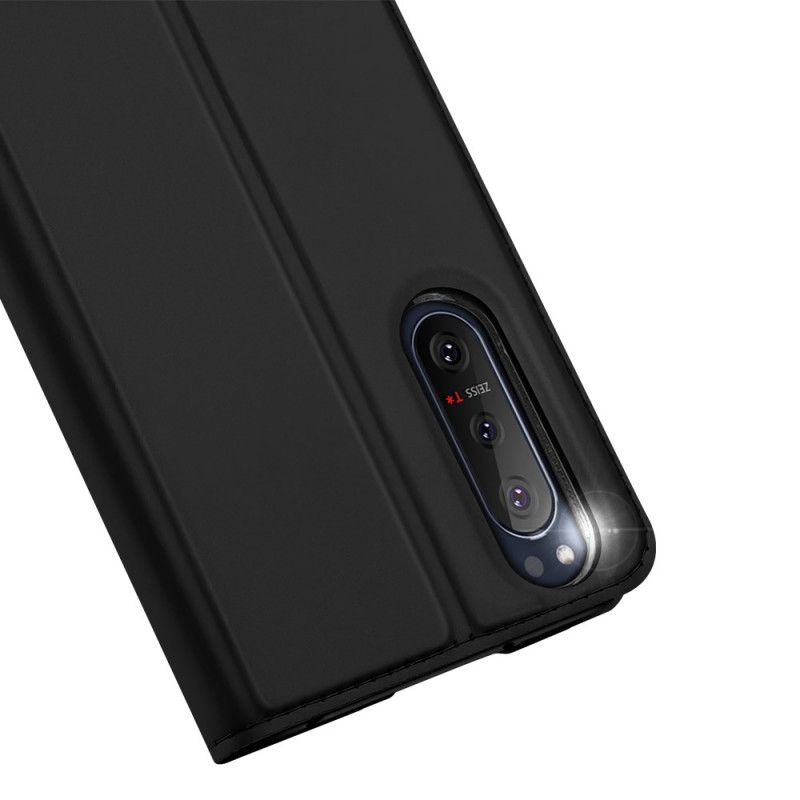 Folio-hoesje voor Sony Xperia 5 II Donkerblauw Zwart Pro Dux Ducis Huid