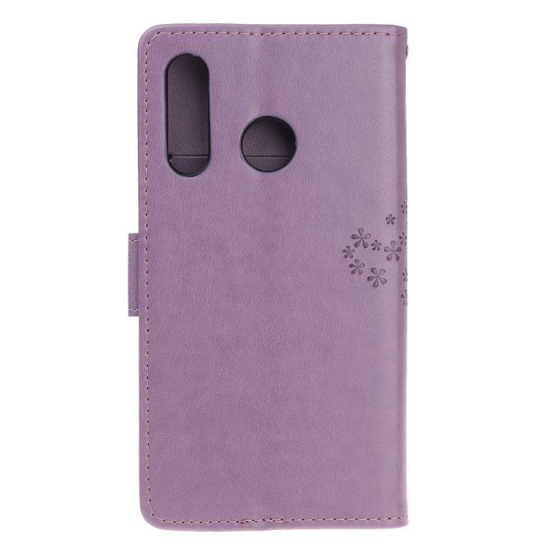 Cover Folio-hoesje Huawei P Smart Plus 2019 Grijs Zwart Telefoonhoesje Boom En String Uilen