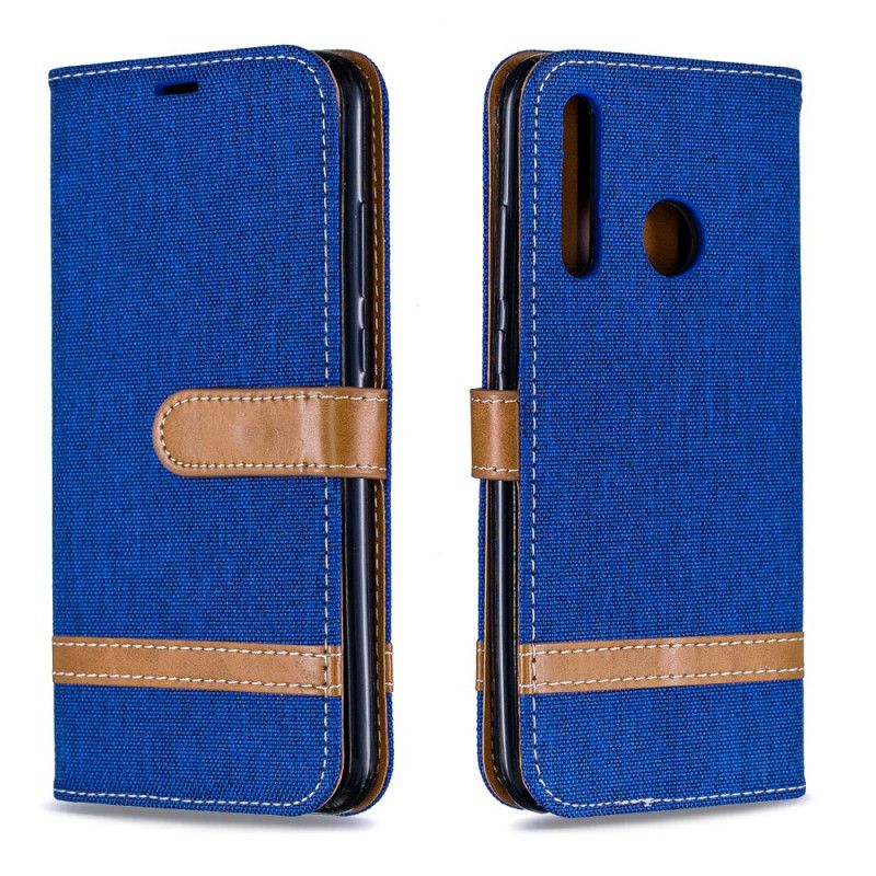 Cover Folio-hoesje Huawei P Smart Plus 2019 Grijs Zwart Telefoonhoesje Stof En Leereffect Met String