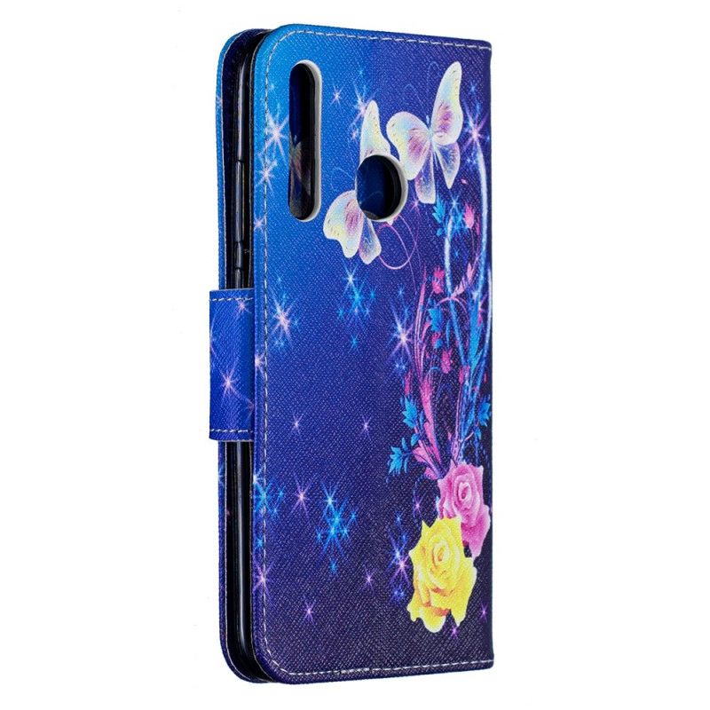 Cover Folio-hoesje Huawei P Smart Plus 2019 Roze Telefoonhoesje Geweldige Vlinders